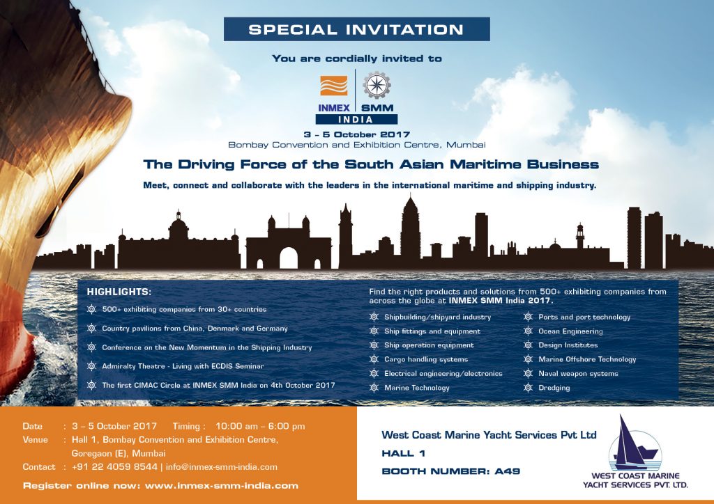 INMEX SMM India Maritime Exhibition 2017 West Coast Marine Yacht Services India